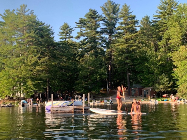 two girls on paddleboard